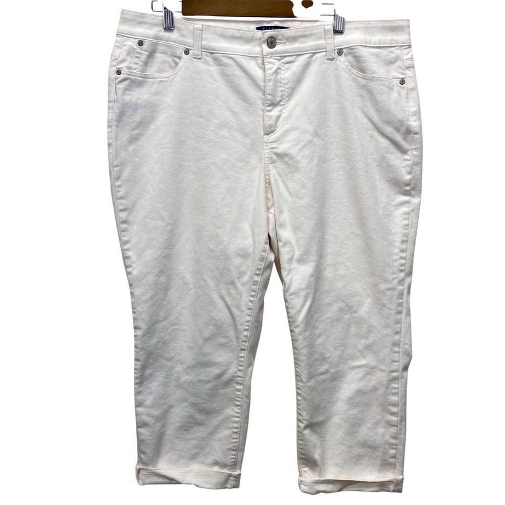 Talbots Simply Flattering 5-Pocket Curvy Womens 16 White Crop Jeans BD5171‎